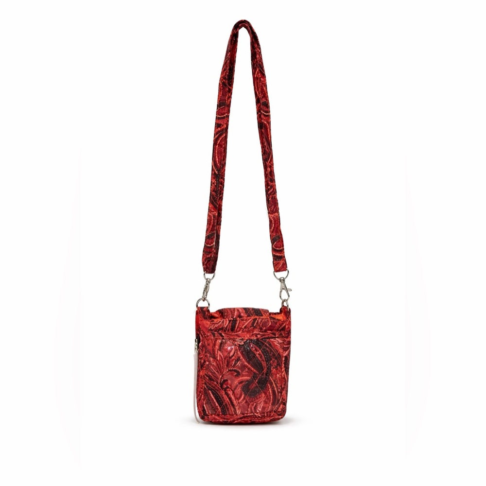Nwt Red Paisley Crossbody Bag Small Travel Purse Adjustable Strap Lightweight